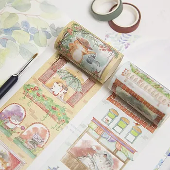 

2patterns 70mm wide cute fat cat washi tape sticker DIY scrapbooking cartoon planner decoration craft