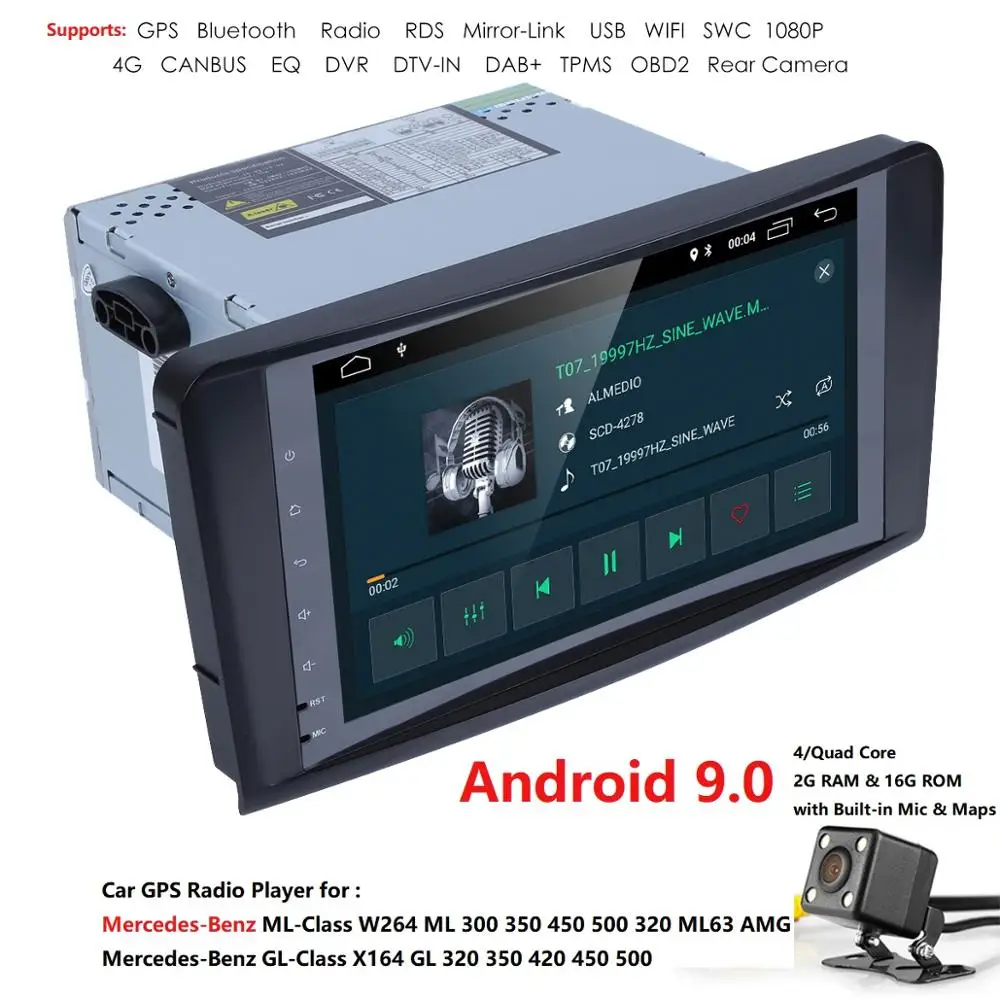 Sale 2+16 Android 9.0 CAR AutoAudio player gps FOR BENZ ML 320/ML 350/W164(2005-2012) Multimedia navigation head device unit receiver 1