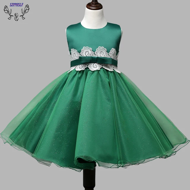 2017 Emerald green pageant dresses for little girls ball gown flower ...