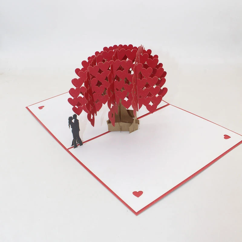  3D Handmade Red Heart Tree Lover Paper Invitation Greeting Cards PostCard Wedding Valentine's Day A - 33061551746