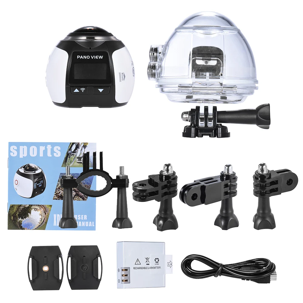Podofo 360 Camera HD Ultra Mini Panoramic Camera WIFI 16MP 3D Sports Camera Driving VR Action Camera Video Cam Waterproof 30m