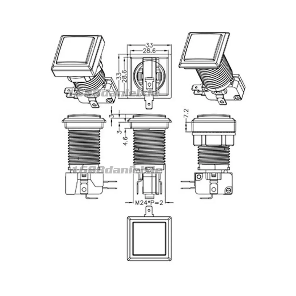 9x Новый аркадный Beatmania IIDX 2x квадратный 7x прямоугольный светодиодный кнопочные