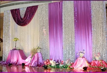 Hotsale elegant two layer wedding fabric backdrop , sequin backdrop , decorative backdrop with sequin