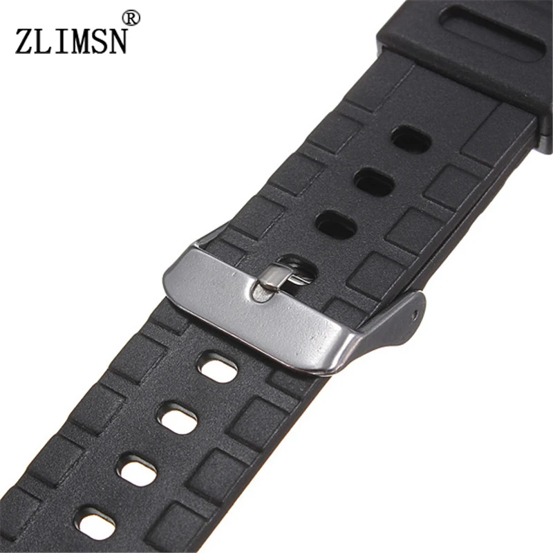 ZLIMSN Schwarz Uhrenarmbänder Weiche Silikon Kautschukband Uhr Military Schweißband 18mm 20mm 22mm Edelstahl Schnalle