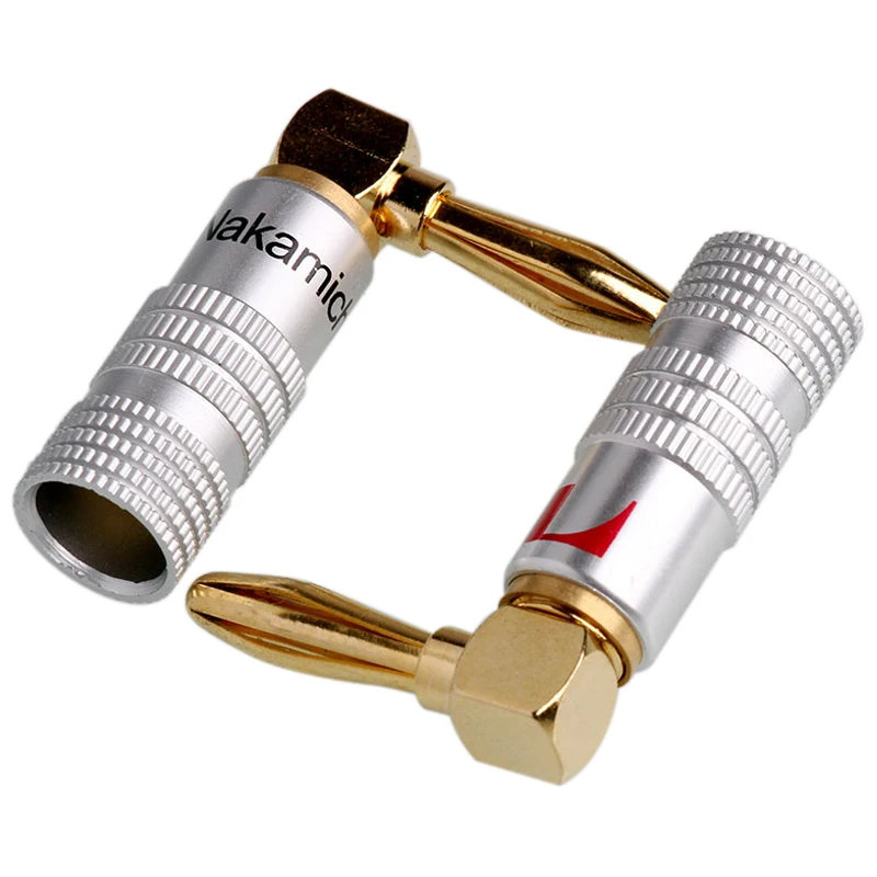 

Banana Plug Connector 4Mm Right Angle Gold Plated Musical Speaker Connector Banana Plug For Hifi