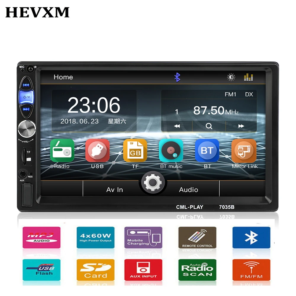 HEVXM 2 din car radio 7" HD Player MP5 Touch Screen Digital multimedia