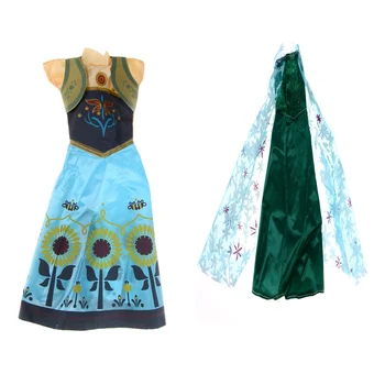 

Two Set Princess Doll For Anna + Elsa Outfit Movie Similar Dress Fairy Tale Wedding Dress For Doll Best Girls' Gift