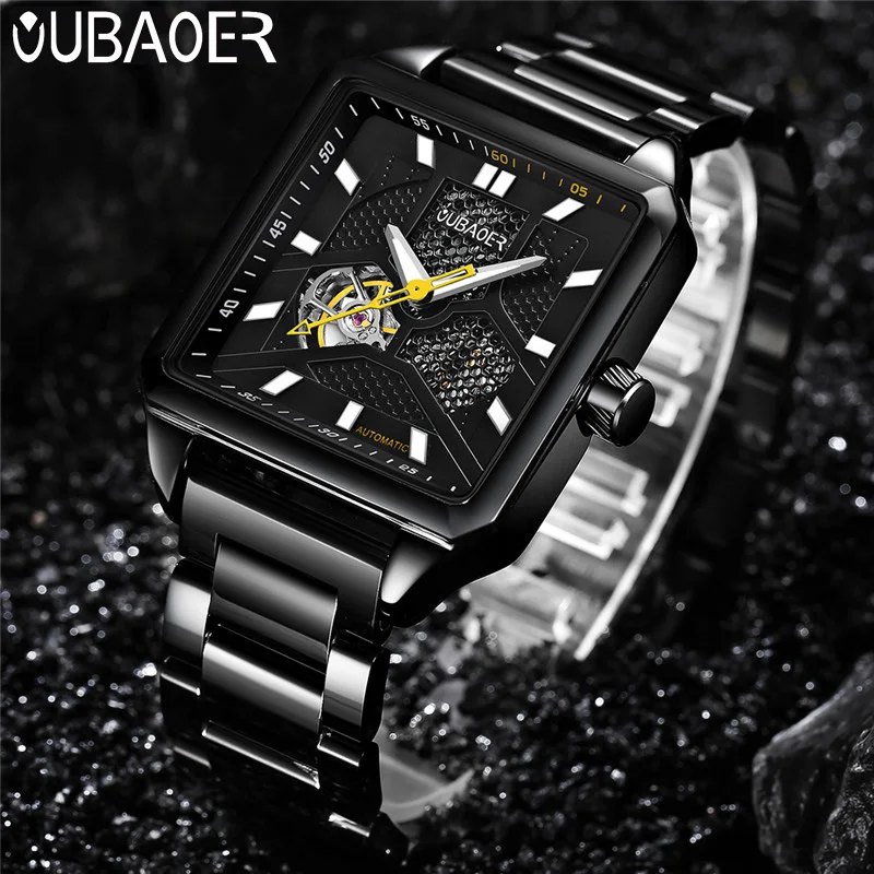 

OUBAOER Automatic Mechanical Men Watch Top Brand Luxury Stainless Steel Mens Watches Military Sport Skeleton Male Clock Hot 2003