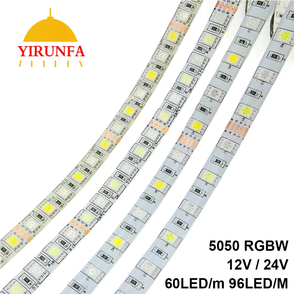 #Best LED Strip 5050 RGBW DC 12V 24V Flexible LED Light RGB + White RGB + Warm White 60 LED m 96 LED m 5m lot.