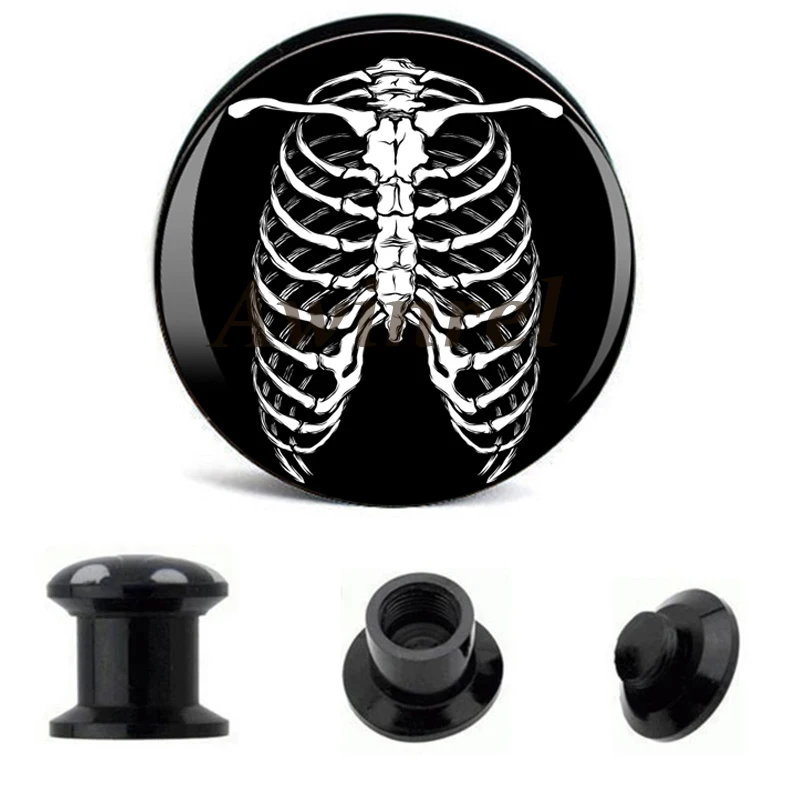 Wholesale Ear Gauge Plugs Human Rib Skeleton Acrylic Screw Fit Flesh Tunnel Plug Eyelet Body Piercing Jewelry 6mm-25mm AW40218 | Украшения