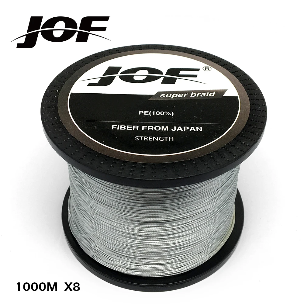 JOF 100 м 150 300 500 1000 PE плетеная леска 8 нитей прочная серая vissen для ловли карпа в