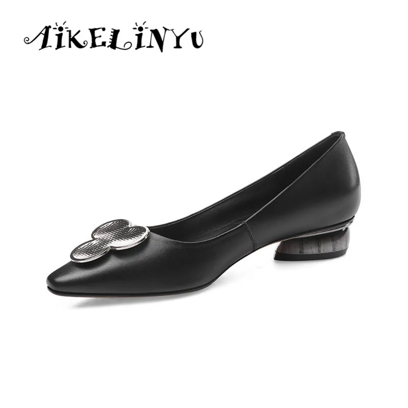 

AIKELINYU New Women's Pumps Comfortable Shoes Spring Fashion Metal Decoration Shoes 2019 Cusp Toe Casual Pumps Big Code 34-43