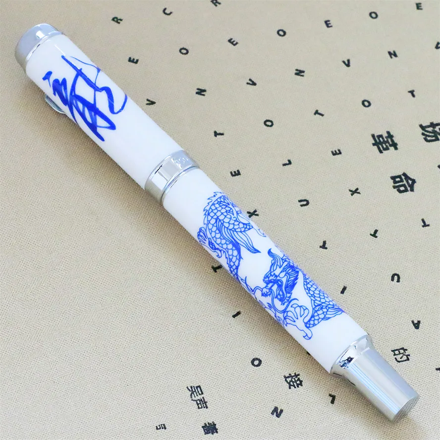 

Luxury Jinhao 950 Blue and White Porcelain Dragon Fountain Pen with 0.5mm Nib Calligraphy Ink Office Supplies gift Pen Pouch