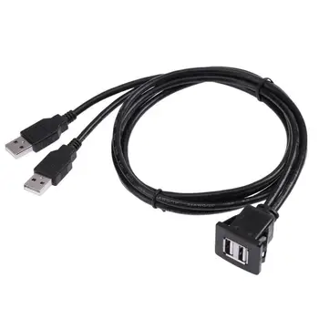 

1m USB Panel Flush Mount Cable A Male to Female Car Dual USB2.0 Fast Charge Cable Dashboard Panel for Car Boat Motorcycle Black