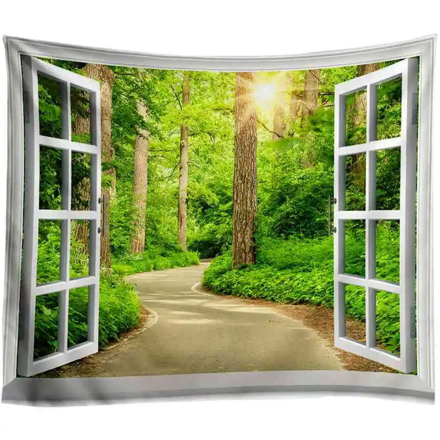 Зеленый лес гобелен теплый солнечный авеню гобеленовое украшение с мандалой индийский домашний декор большое хиппи Настенное подвесное одеяло 200x150 - Цвет: CW026