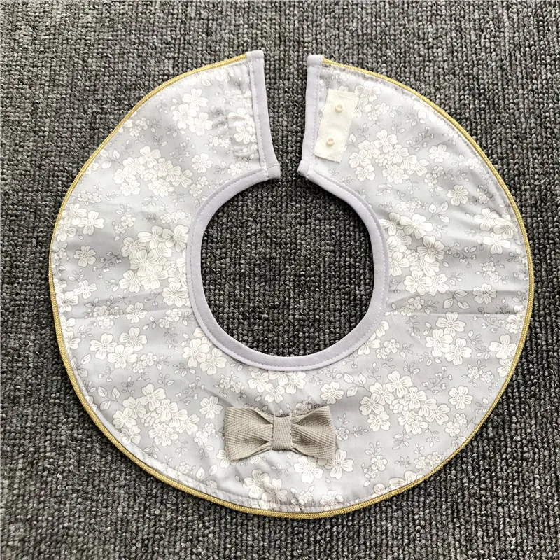 Ins Retro Cotton Breathable Baby Bibs Breastplate Waterproof Kids Things Baby Stuff 360 Degree Rice Pocket (3)