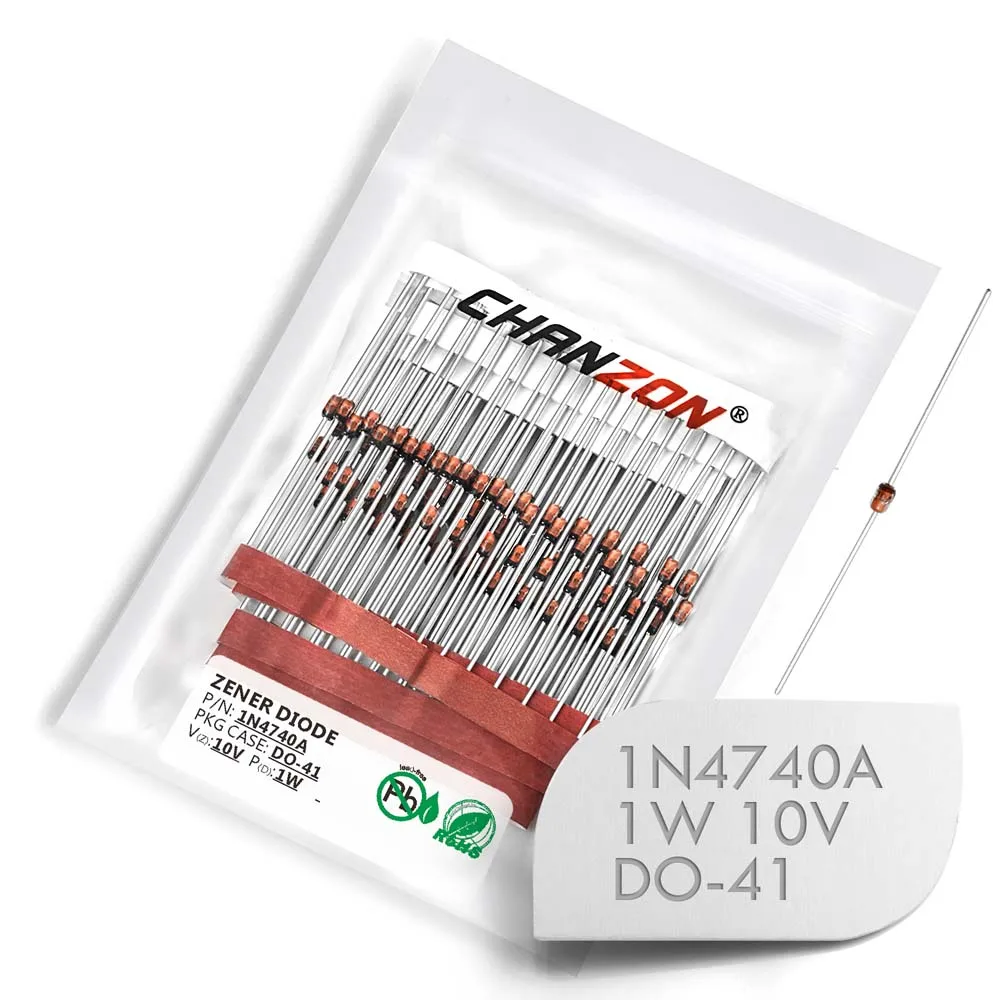 

(100/500 Pcs) 1N4740A 1N4740 Power Zener Diode 1W 10V DO-41 (DO-204AL) Axial 1 Watt 10 Volt IN 1N 4740A IN4740A