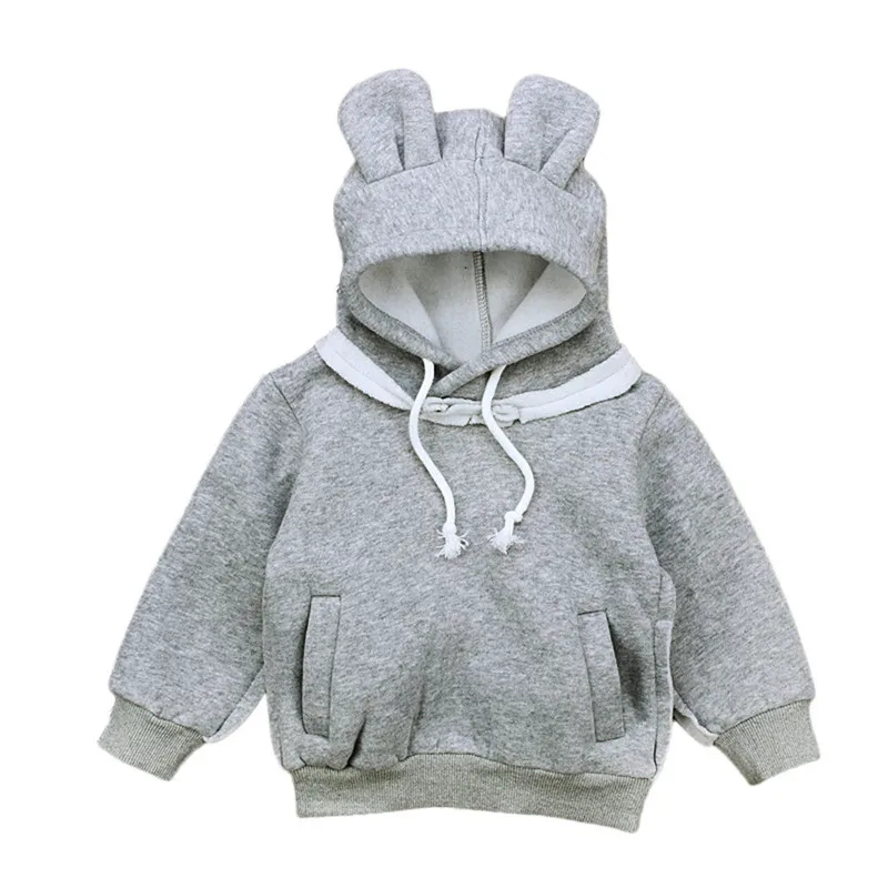 

TELOTUNY Children's Clothing Kids Boys Sweatshirts Toddler Baby Girls Boys Long Sleeve Solid Thicken Hoodie Tops Outfits Clothes