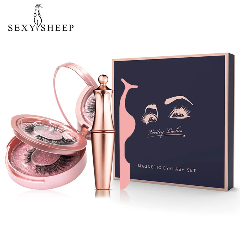 

Double layer Magnetic False Eyelashes No Glue Full Eye 5 Magnet Reusable Fake Eyelashes Natural Soft Eyelashes Extension