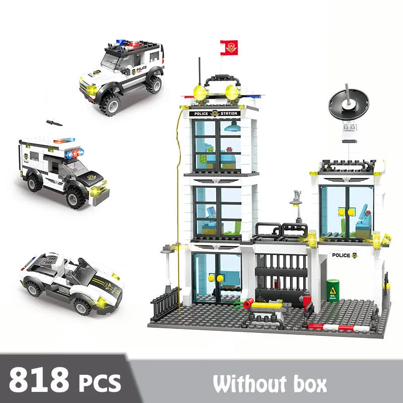 818Pcs City SWAT Police Station Building Blocks Action DIY Figure Toys Gift Kids 