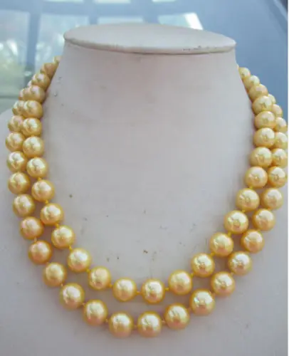 

Hot selling free shipping******* Natural AAA 10-11mm genuine south sea gold pearl necklace 14K 32inch