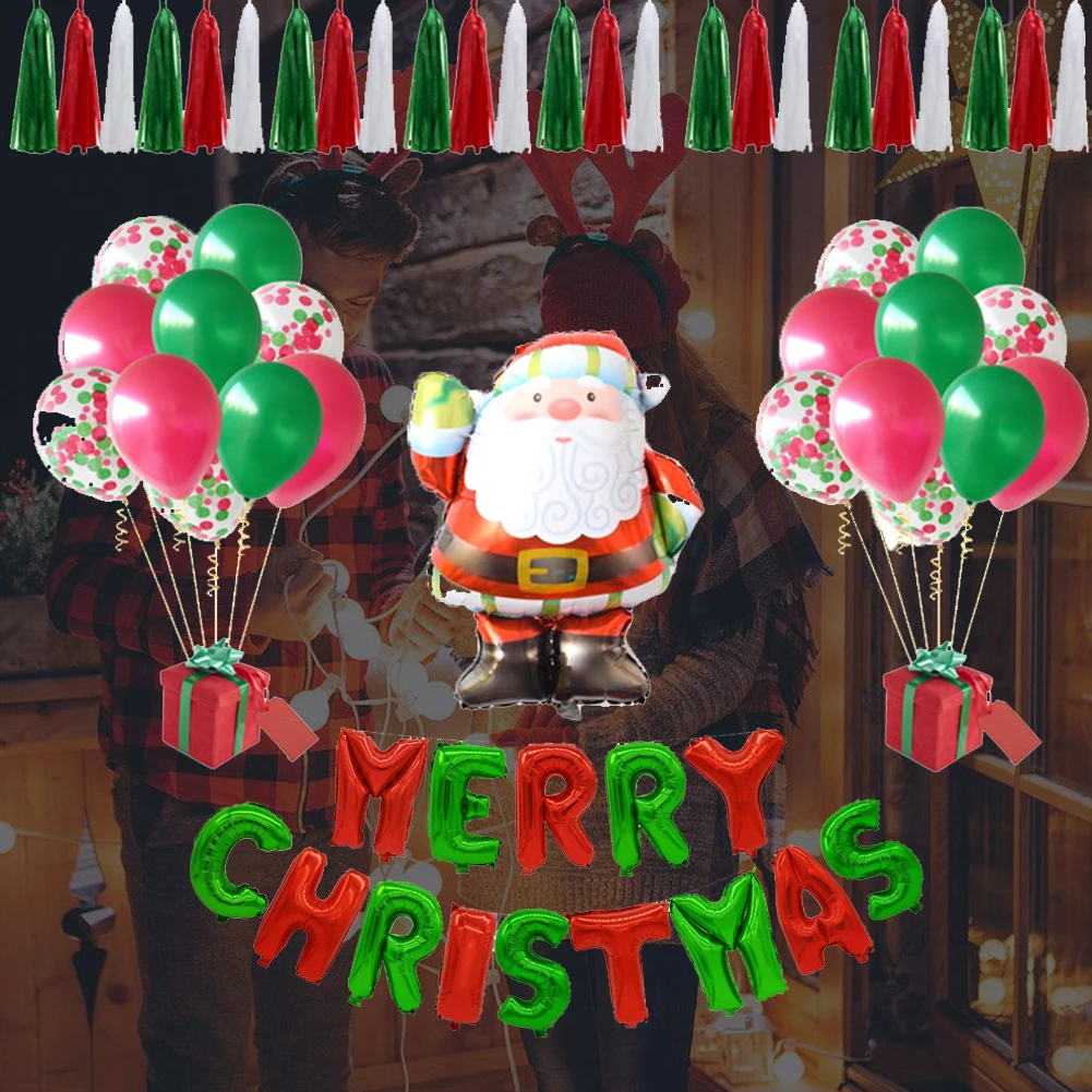 Рождественские украшения Воздушные шары набор КТВ отель место проведения вечеринки макет Санта Клаус воздушный шар из фольги рождественские принадлежности