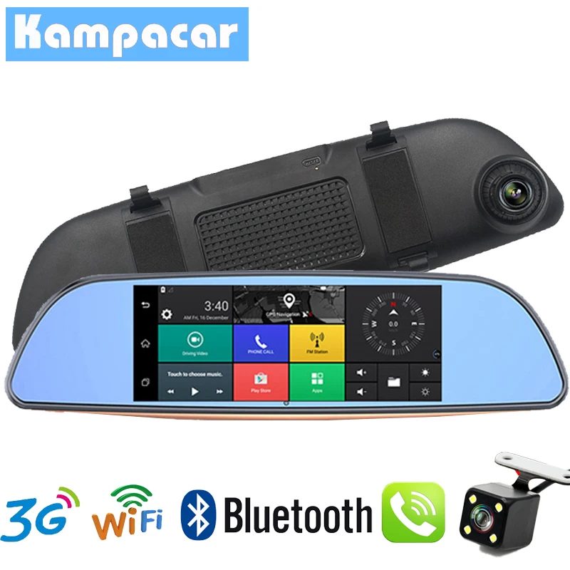 

Kampacar 3G Car DVR Mirror FHD 1080P Auto Dash Cam GPS Navigator Video Recorder Registrar Rear View Camera Remote Monitor Dvrs