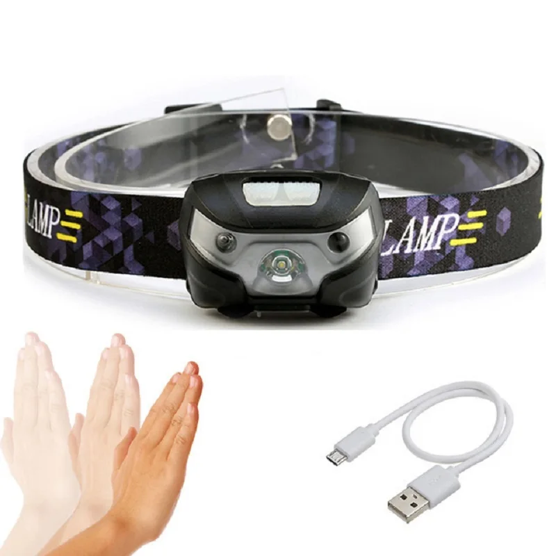 

Rechargeable headlamps LED waterproof body Motion Sensor headlamp Dimmable camping 4000mah head light flashlight dropshipping