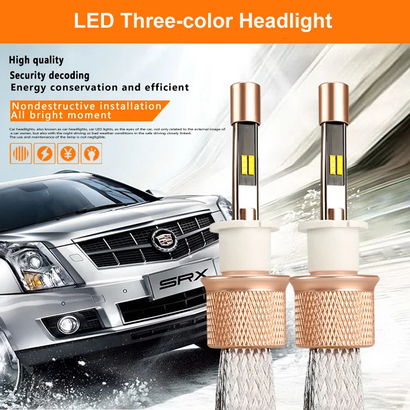 Three Color Led Car Lamps 3000k 6000k 4500k Light Bulbs For Cars 880