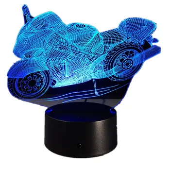 

Motorcycle 3D Table Lamp Led Decorative Lampara Plexiglas Plate Lumineuse Bedside Nightlight Colores Bulbing Lamp For Motor Fan
