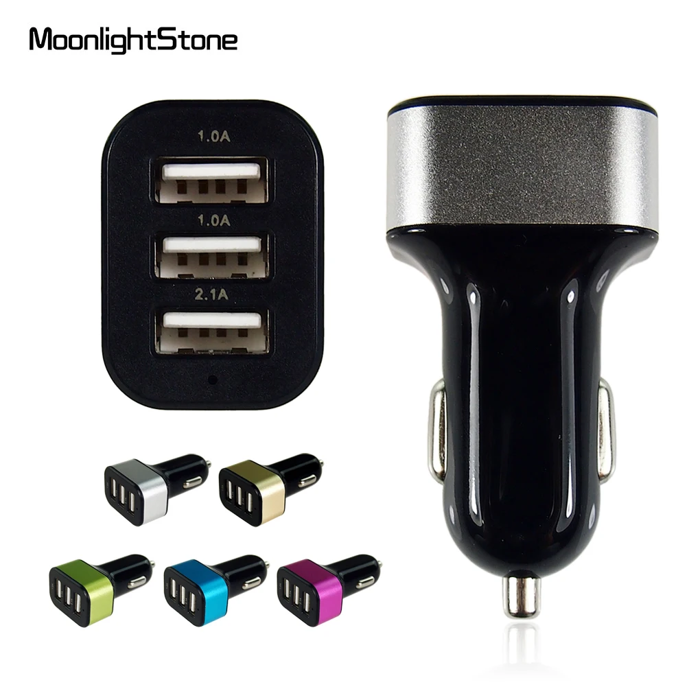 1 قطعة المحمولة 3 ميناء USB شاحن سيارة AC محول ل iphone لسامسونج للجوال هاتف لوحي 5 ألوان التجزئة/ الجملة
