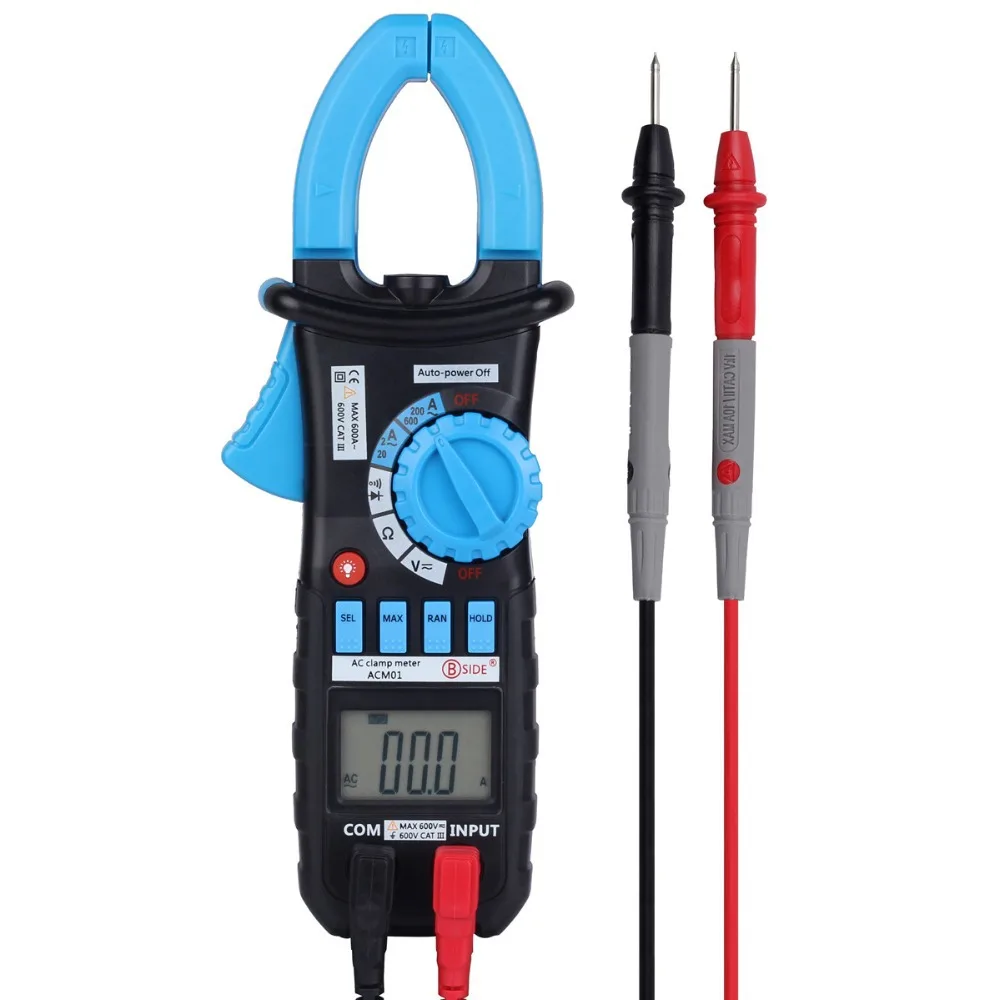 

Bside ACm01 Digital Clamp Meters Auto Range Clamp Meter Ammeter Voltmeter Ohmmeter w/ LCD Backlight Current Voltage Tester