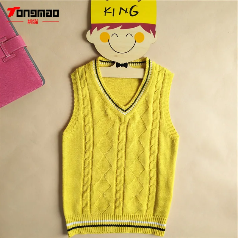 

2018 Autumn Baby Boys Sweaters Warm Cashmere Wool Solid Color Children Boys Pullover Knitwear Fashion V-Neck Vest Kids Clothes