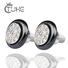 Романтические Кристальные серьги-гвоздики для женщин, черные, белые, розовые керамические серьги, ювелирное изделие, круглая огранка, AAA циркон, Brinco Bijoux