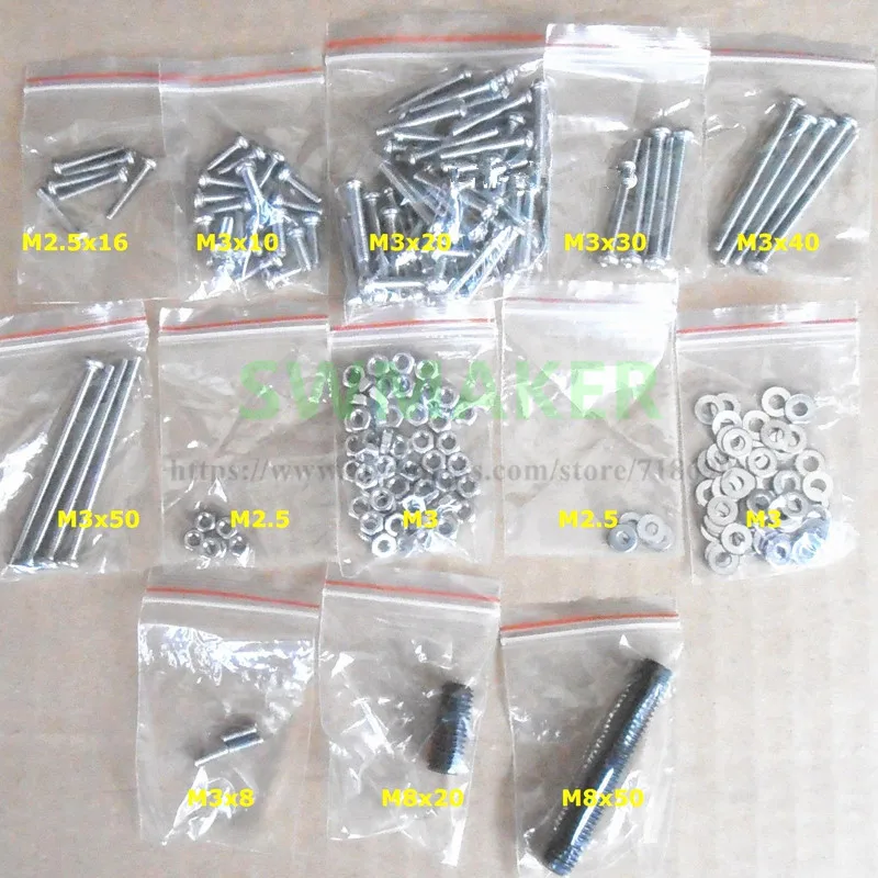 3D Printer Prusa Mendel Hardware Kit fastener Set Nut Washer Bolt Grub Screw
