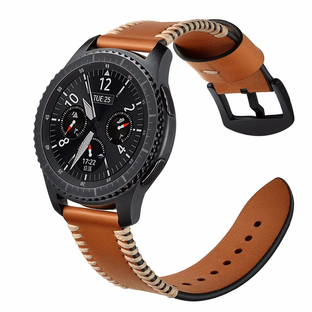 OSRUI ремень из натуральной кожи для samsung Шестерни S3 Frontier/классический ремешок для часов Швейные замена запястье браслет 22 мм ремешок для