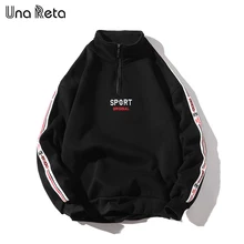 Una reta men hoodies novo hip-hop zíper design moletom bordado de alta qualidade streetwear algodão retro pulôver treino
