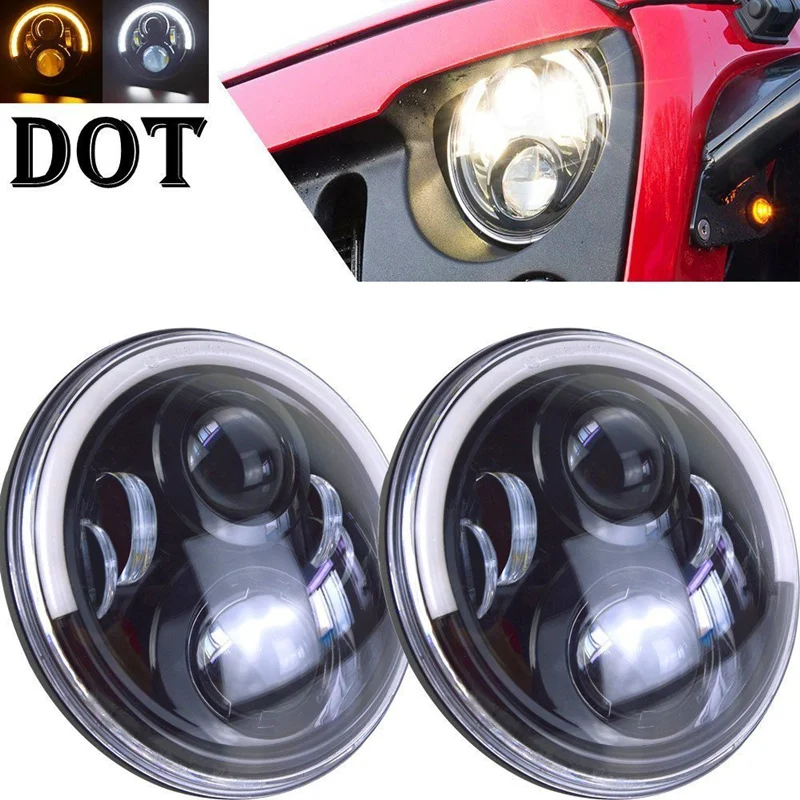 

7 Inch Round Led Headlight DRL H4 High Low Beam for Jeep Wrangler JK TJ LJ CJ Unlimited Hummer 1&2 Land Rover Defender Head