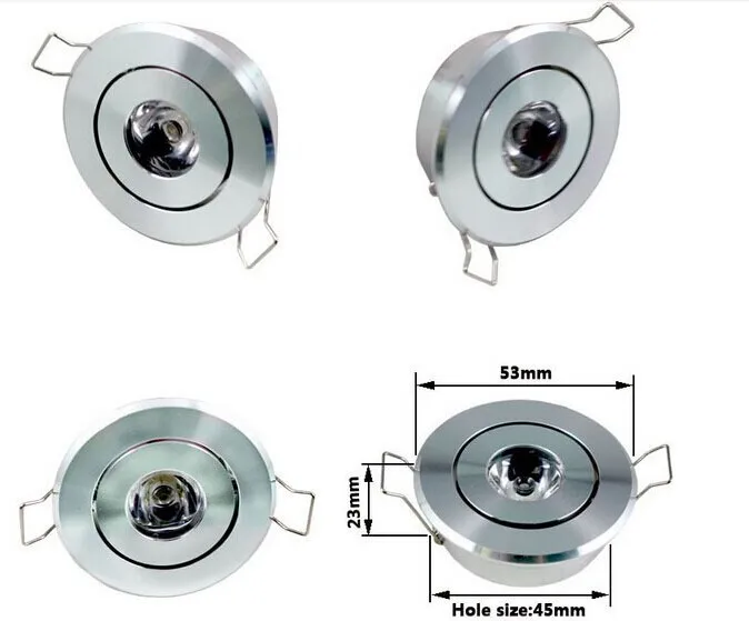 

DHL 100pcs/lot high lumens 270lm 1w/3w dimmable led downlight Aluminum Material high quality outdoor light