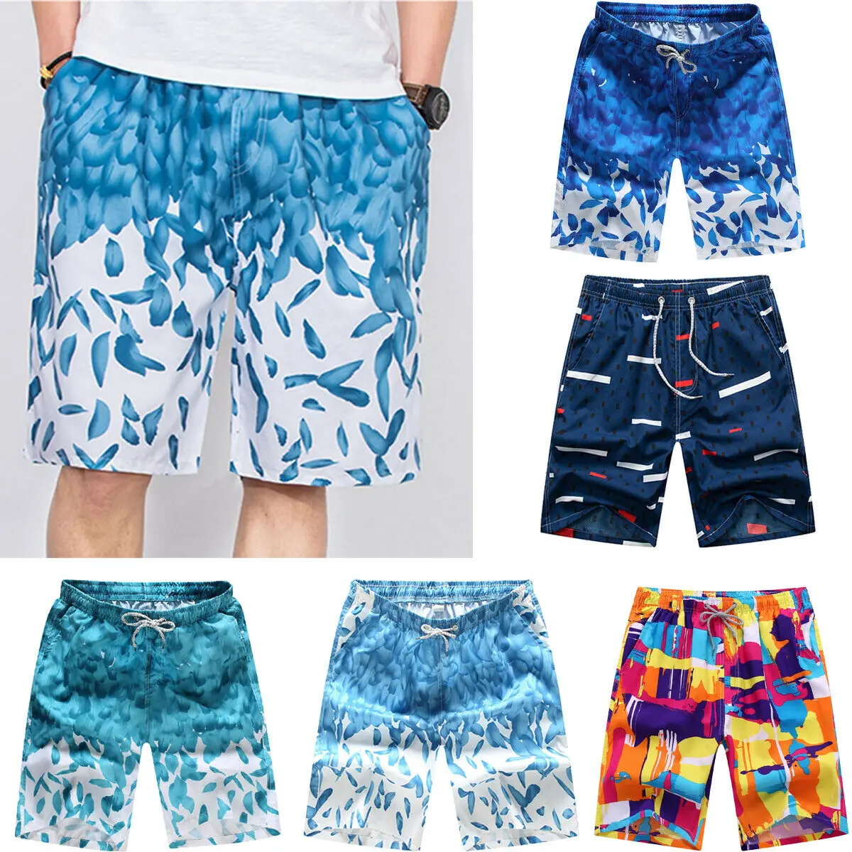 

New Stretch Leisure Men Beach Vocation Shorts Swimming Short Surf Board Trunks Holiday Summer Bathing Suit Pockets Boxer
