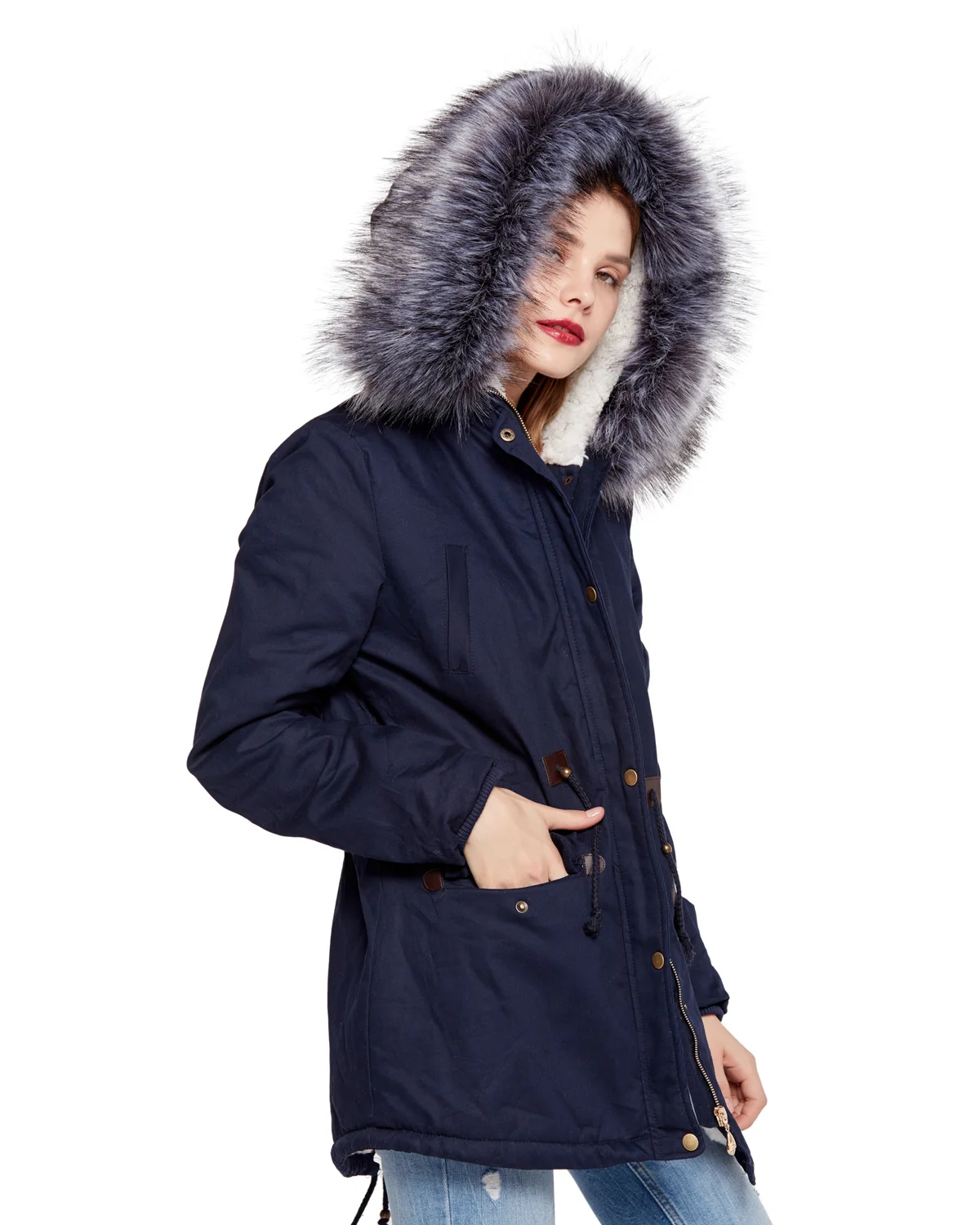 Épais army Hiver 2018 Causalité Black Fausse À Chaud Solide Veste Fourrure Femme Coton Parka Manteau Long Keanancy Chapeau Capuchon De Manteaux light Blue Femmes Green Ew1wda