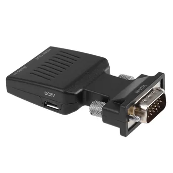 

NEW Black Portable VGA Male Port To HDMI Female Port Adapter 1080P HD AV Audio Video Cable Converter Adapter Connector