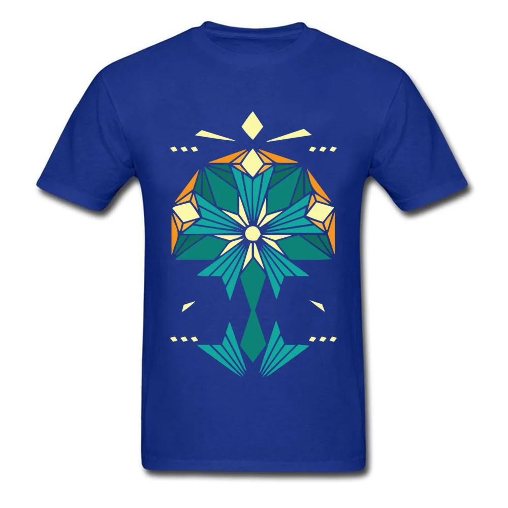 New Design geometric shine mandala Casual T Shirts Round Collar Pure Cotton Men Tops Shirts Short Sleeve Tee Shirts Summer/Fall geometric shine mandala blue