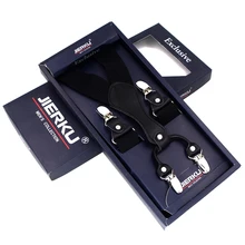 JIERKU подтяжки мужские кожаные подтяжки 4 зажима Suspensorio модные брюки ремень подарок для отца/мужчины Tirantes Hombre