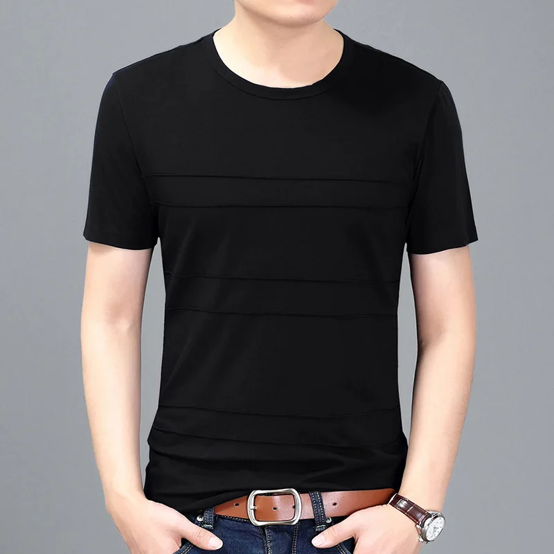 2018 New Solid color T Shirt Mens Black And White 100% cotton T shirts ...