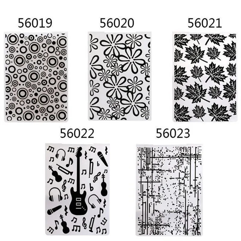 

5 styles fashion plastic embossing folders for scrapbooking greeting card gift box double bubbles leaves guitar flowers EFZ06