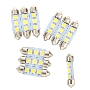 

10X 36MM Lamp Bulb 3 LED 5050 SMD White For Car Dome Festoon