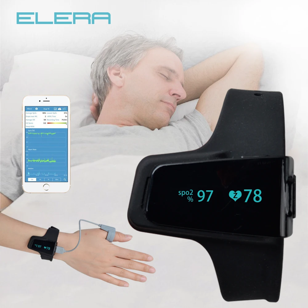  ELERA Pulse Oximeter Watch Bluetooth Smart Wrist Portable OLED Sleep apnea Monitor Insomnia Heart B - 33001157066