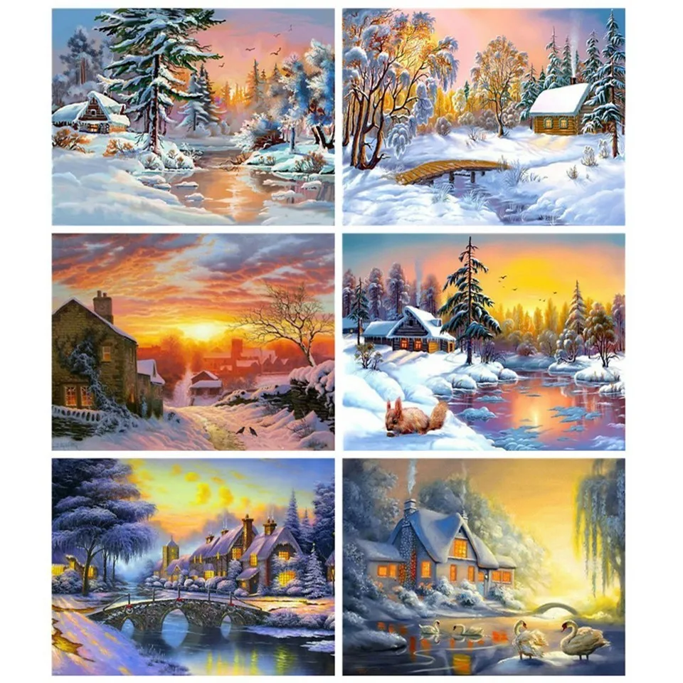 

AZQSD Diamond Painting Sunset Diamond Embroidery Scenery Picture Of Rhinestones Full Square Handicrafts Home Decor Gift