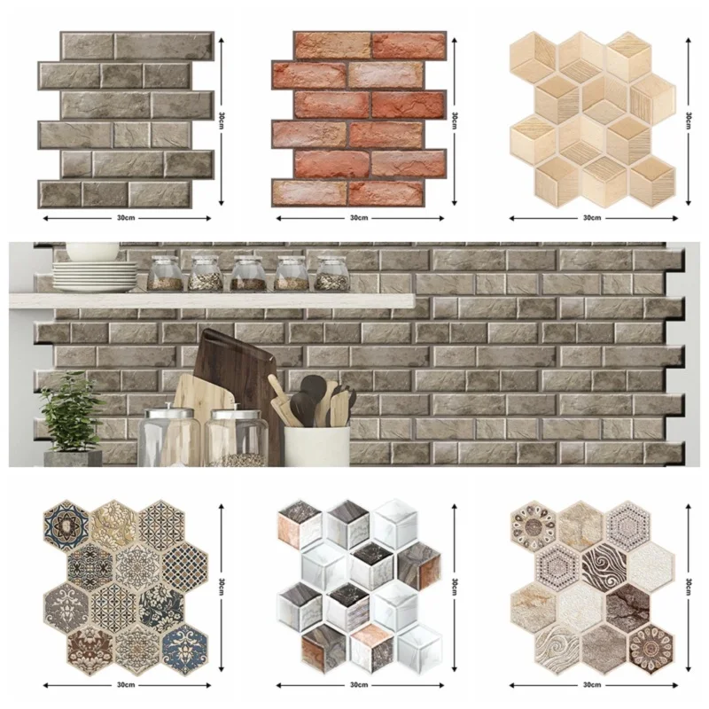 

3D Brick Wall Sticker Bedroom Kitchen Bathroom Self Adhesive 3D Wallpaper Sticker Tile Home Decor